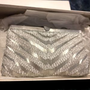 Silver evening bag in a Whiting Davis box